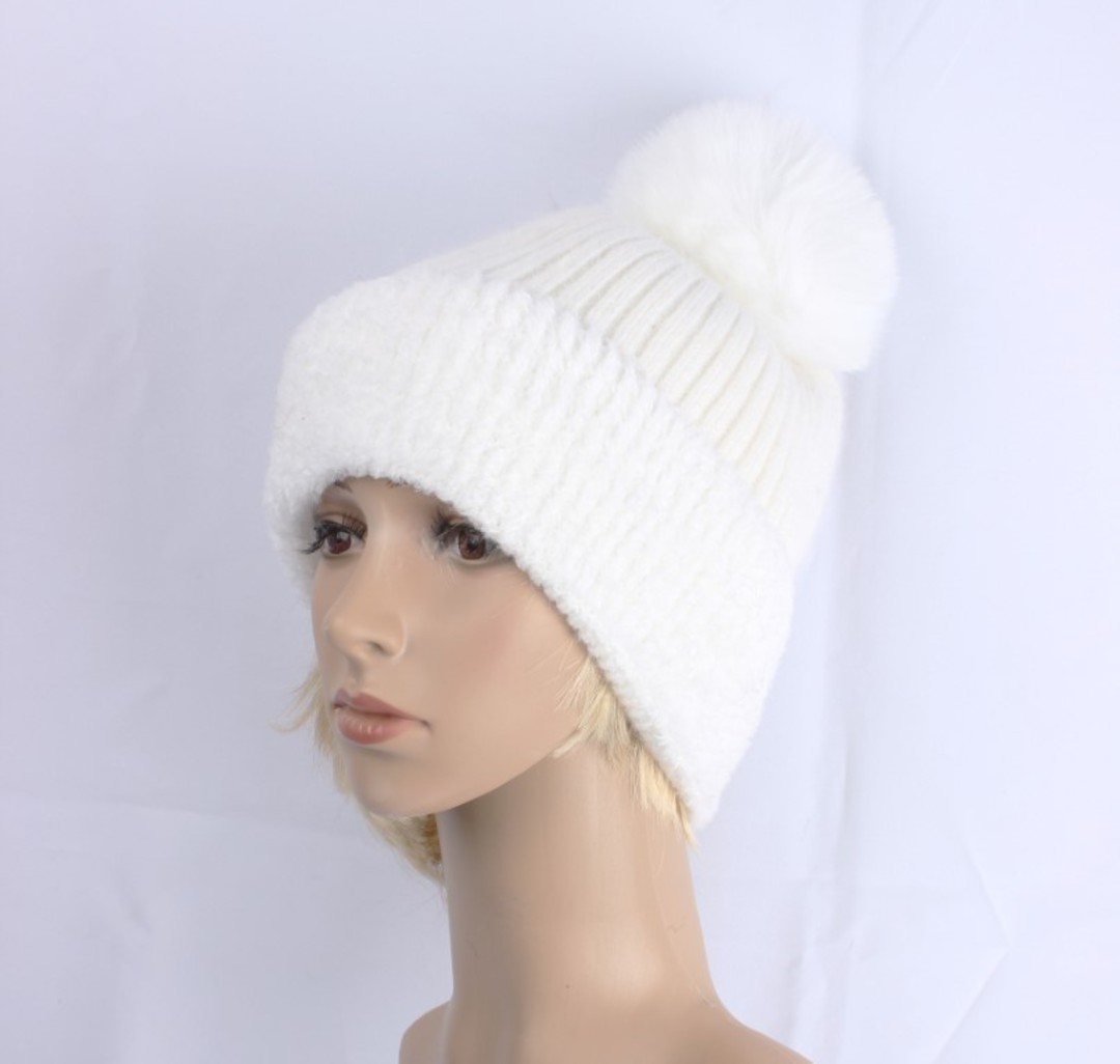 Head Start soft angora pompom beanie  for comfort and warmth white STYLE : HS/5059WHT image 0